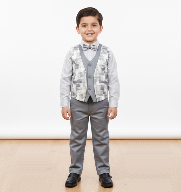 Boys' Urban Grey 4-Piece Waistcoat & Trouser Suit (6 YRS)
