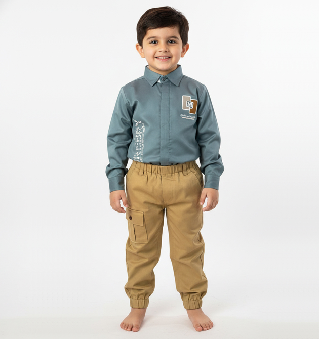 Boys' Casual Shirt & Cargo Jogger Set (6 YRS)