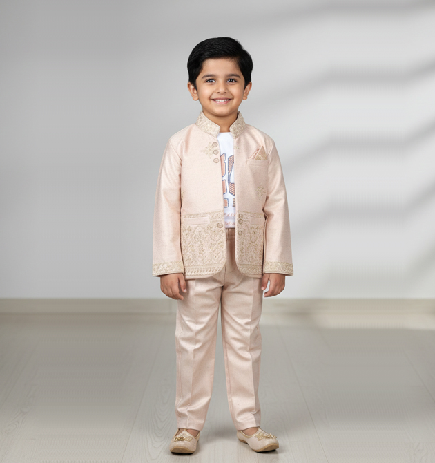 Boys' Royal 3-Piece Indo-Western Blazer Set (0.6 TO 1 YRS)
