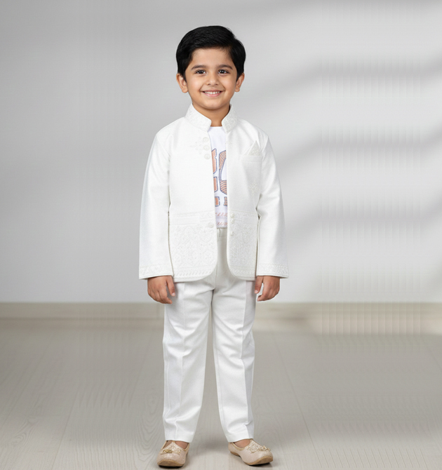 Boys' Graceful 3-Piece Indo-Western Blazer Set (0.6 TO 1 YRS)