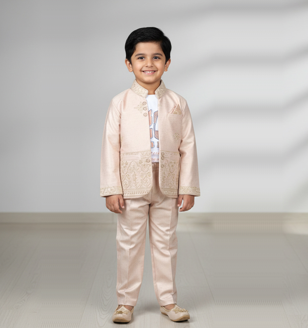 Boys' Royal 3-Piece Indo-Western Blazer Set (0.6 TO 1 YRS)