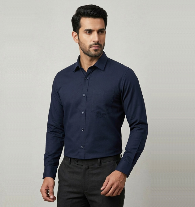 Men’s Midnight Navy Tailored Formal Shirt (S)