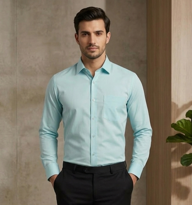 Men’s Refreshing Mint Green Premium Formal Shirt (L)