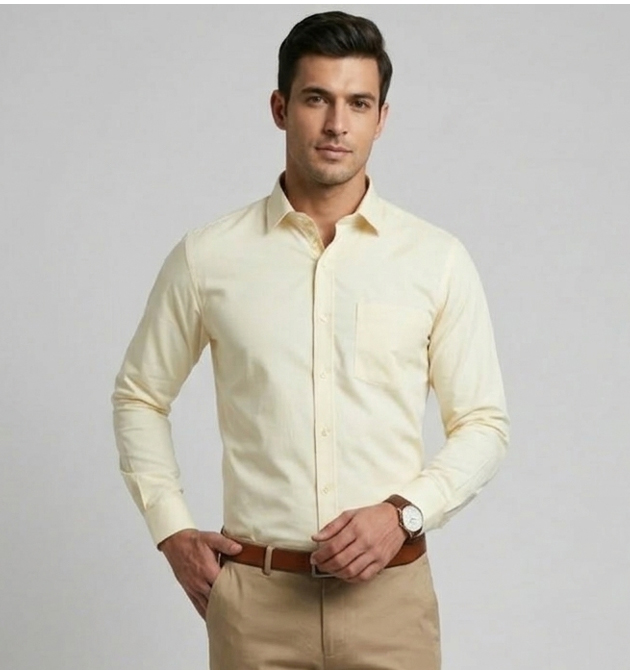Men’s Buttercream Yellow Premium Formal Shirt (M)