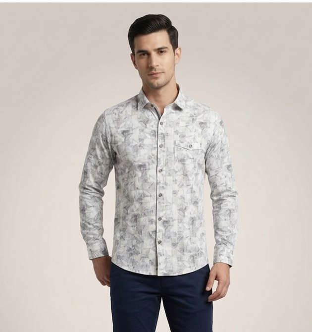 Men’s Abstract Geometric Print Premium Shirt (XL)