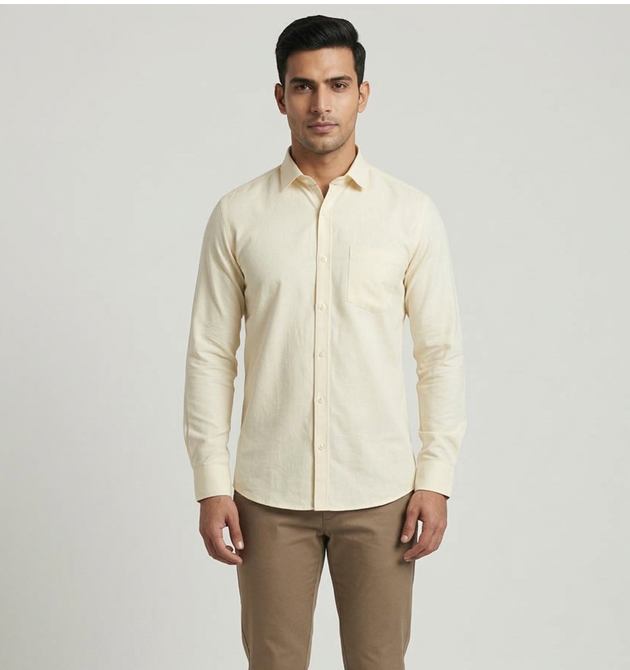 Men’s Premium Buttercream Textured Cotton Shirt (M)