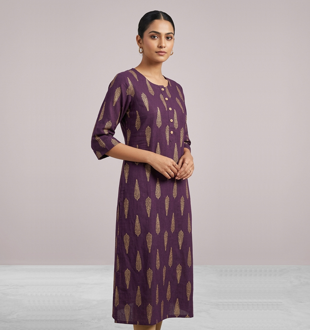 Imperial Wine Cotton Kurti (XL)