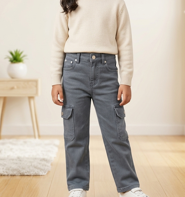 Premium Slate Grey Cargo Pants (5-6 YRS)
